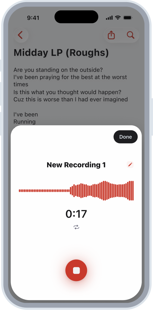 Astren app recording view